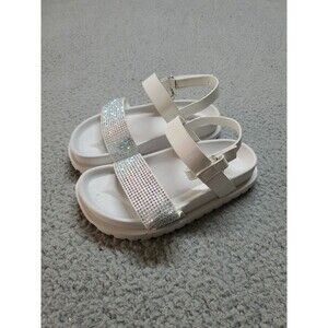 bebe Girls' Sandals - Cute and Sparkly White Girls' Summer Size 10
